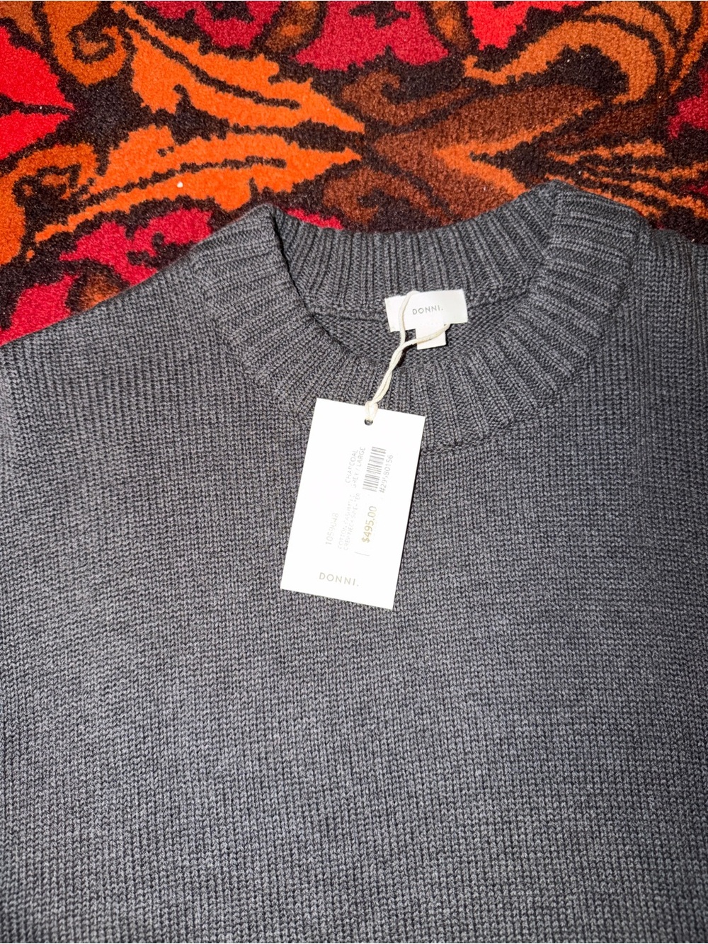 DONNI. Charcoal Grey Cotton-Cashmere Crewneck Sweater - Picture 3 of 5